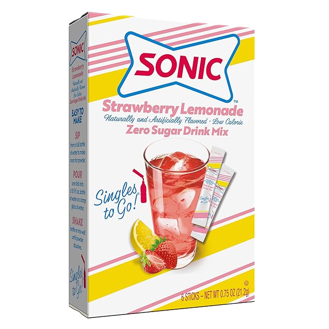 Sonic Singles To Go Powdered Drink Mix, Strawberry Lemonade, 6 Sticks Per Box, 12 Boxes (72 Sticks Total)