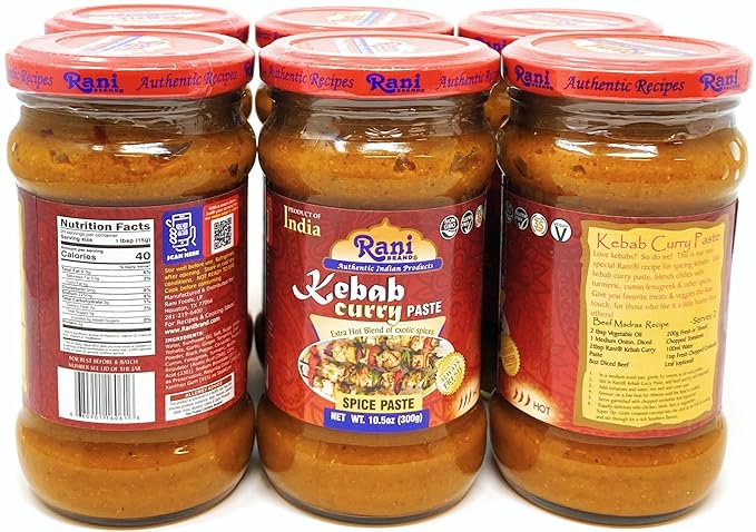 Rani Kebab Masala Paste for Meat Dishes 10.5oz (300g) Glass Jar, Pack of 5+1 FREE ~ No Colors | All Natural | NON-GMO | Vegan | Gluten Free | Indian Origin