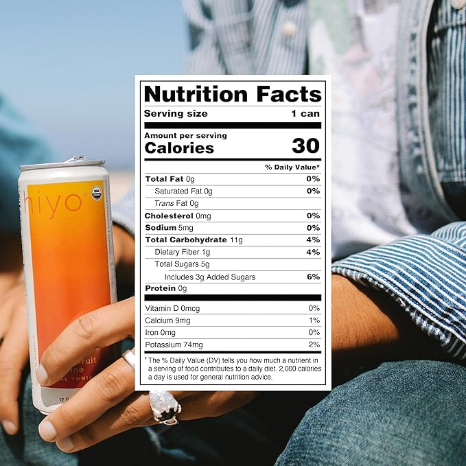 Hiyo Organic Social Tonic- Passion Fruit Tangerine, 12 Pack ??N.A. Functional Seltzer, Sparkling Water Crafted with Organic Adaptogens, Nootropics, & Botanicals