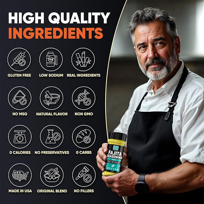 Fajita Seasoning Mix Ranch Seasoning Powder - Gluten Free & Low Sodium Mexican Seasonings Blend for Meat, Vegetables, Steak & Chicken Fajita. Dry Ranch Powder Fajitas Seasonings Spices. Taco Mix. 4oz