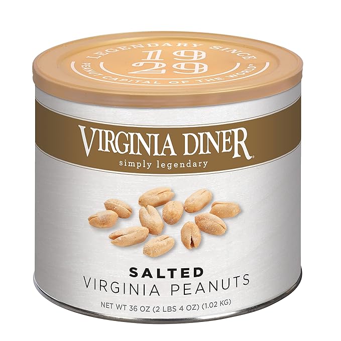 Virginia Diner Gourmet Extra Large Virginia Peanuts Blister Roasted Nuts All Natural Healthy Snack Gift 36oz (4 Pack) Salted