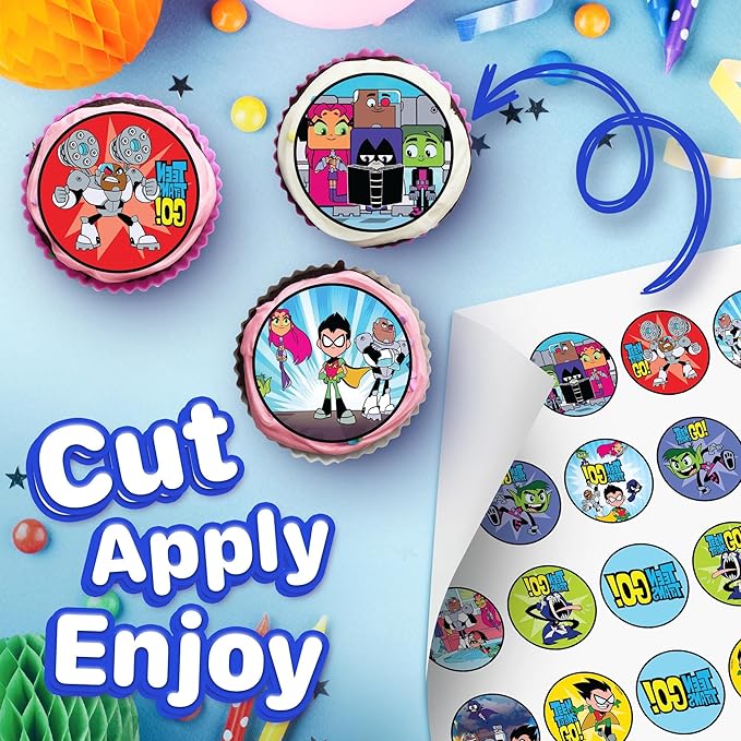 30 x Edible Cupcake Toppers Themed of The Titans Go! Edible Cake Decorations | Uncut Edible on Wafer Sheet