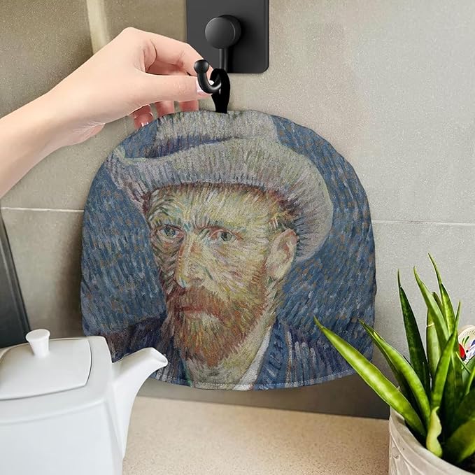 Oil Painting Tea Cozy for Teapot Insulated Decorative Kettle Cover Dust Cover with Top Handle Durable Lightweight Extra Thick Tea Pot Cover