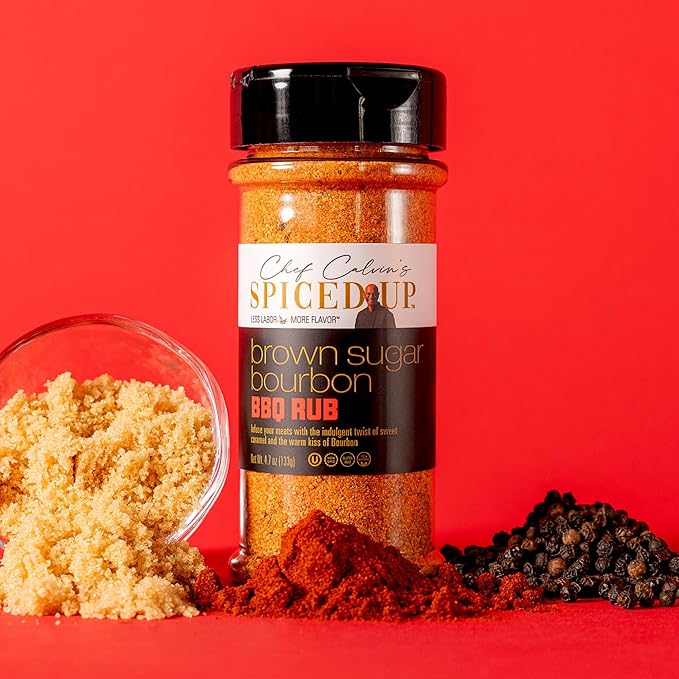 Brown Sugar Bourbon Seasoning - BBQ Rubs And spices For grilling - Gourmet Barbecue Seasoning With Bourbon And Brown Sugar - Perfect for Ribs, Chicken, Pork And Brisket- Spiced Up By Chef Calvin