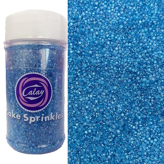 Sentovac Blue Sanding Sugar for Baking Edible Sparkling Sugar Sprinkles Coarse Sugar Crystals for Baking Topping Cake Cookie Cupcake Topper Ice Cream Decoration Supplies 3.2 OZ
