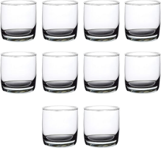 DISCOUNT PROMOS Monterrey Whiskey Glasses, 10 oz Set of 10, Bulk Pack - Heavy Base Old Fashioned Drinking Glass, Bourbon, Scotch Rocks Glasses - Black Bottom Color