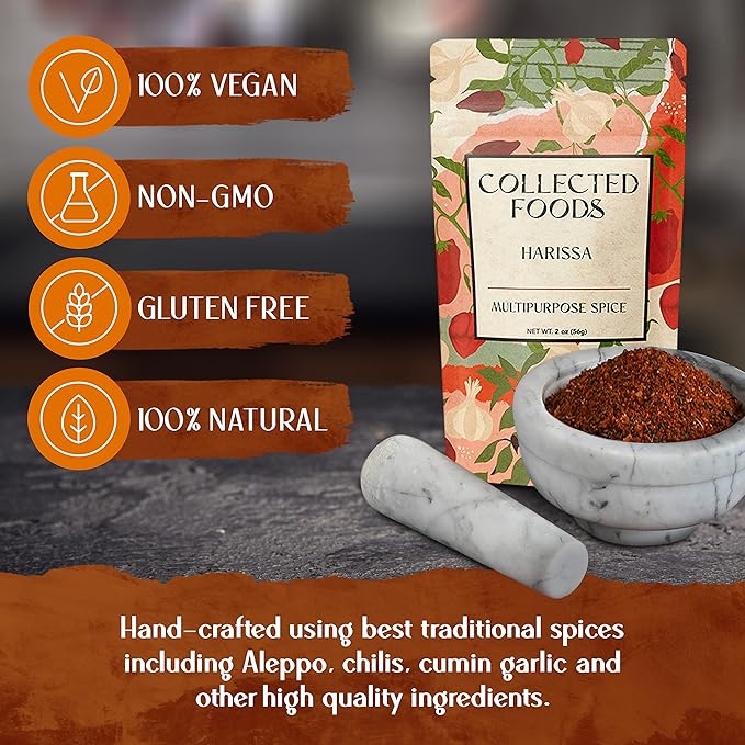 Premium Moroccan Harissa Spice Blend: Authentic Harissa Spice Blend Powder Hand Crafted Harissa Seasoning - Exclusive Small Batch Blend - 2 oz (1 Package)