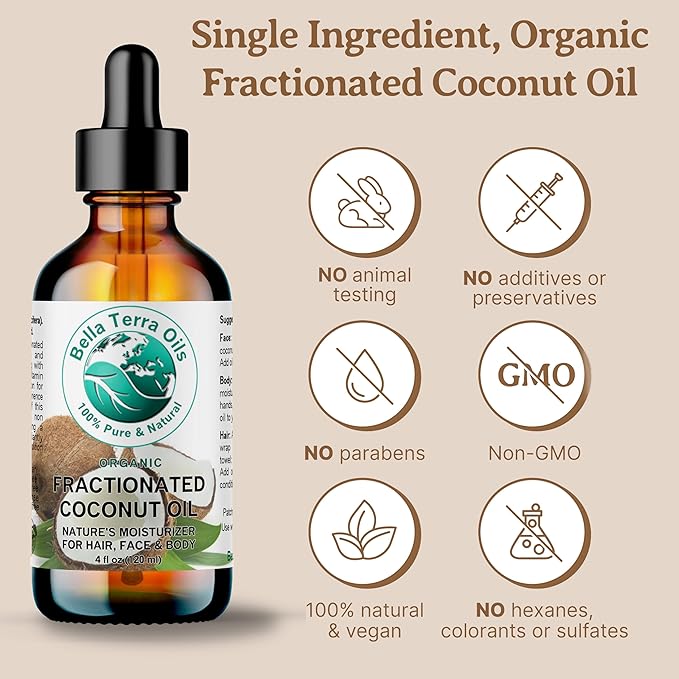 Bella Terra Oils Fractionated Coconut Oil (MCT Oil) ??1 gallon, Deeply Hydrating, Lightweight, Non-Greasy