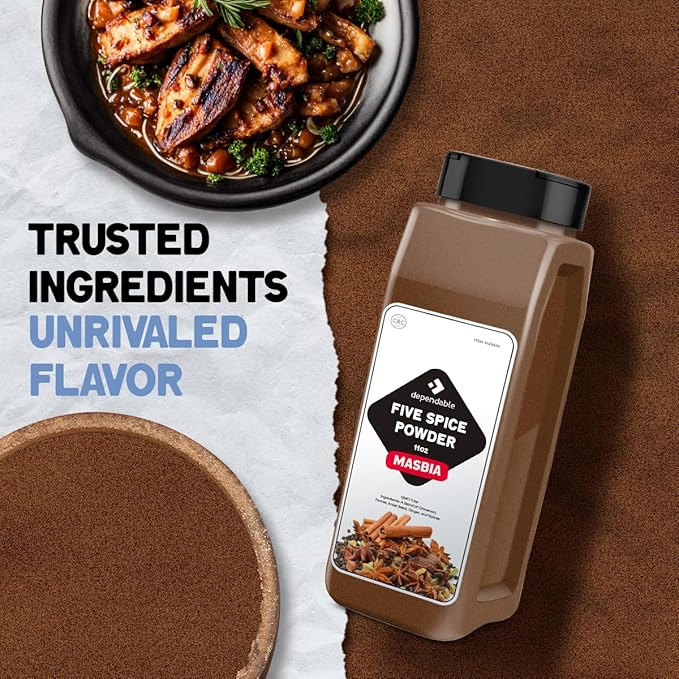 Dependable Food Chinese Five Spice Blend - 11 oz. Resealable Pouch - Natural, Non-GMO, Allergen-Free, No Additives, Kosher – Asian Spice Mix Seasoning