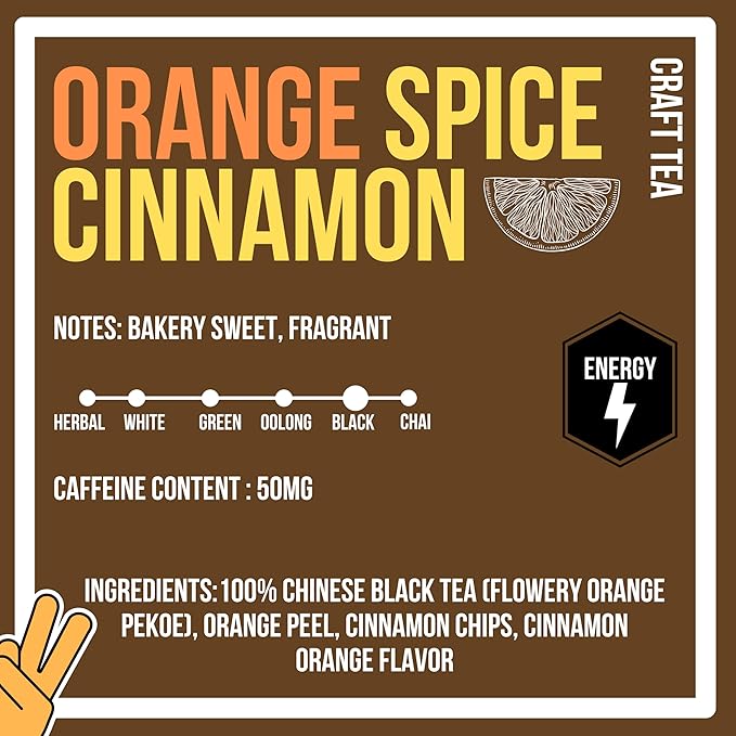 Revival Tea Company Orange Spice Cinnamon Tea - Black Tea Blend with Orange Peel and Cinnamon - Loose Leaf 6 Ounces