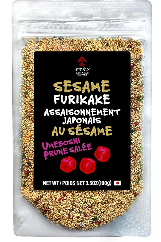 YAMASAN KYOTO UJI Japanese Umeboshi Furikake Seasoning, Sesame-Soy Marinade, Freeze-dried Sour Plum Flakes, Delicious Flavor of Various Foods, Made in Japan, 100g (3.5oz)