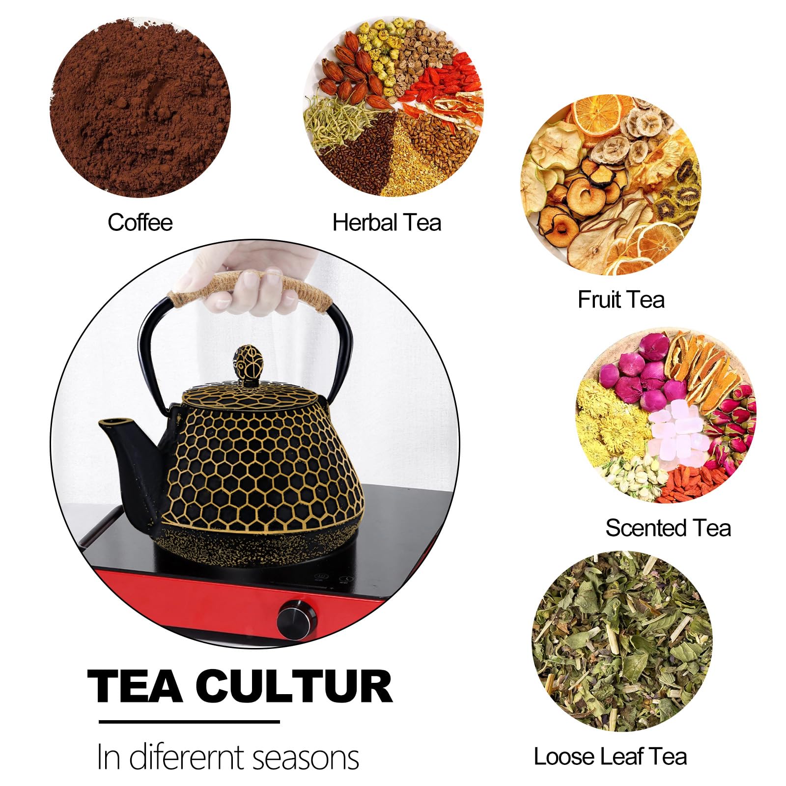 Dachenus 1000ml Japanese Cast Iron Teapot