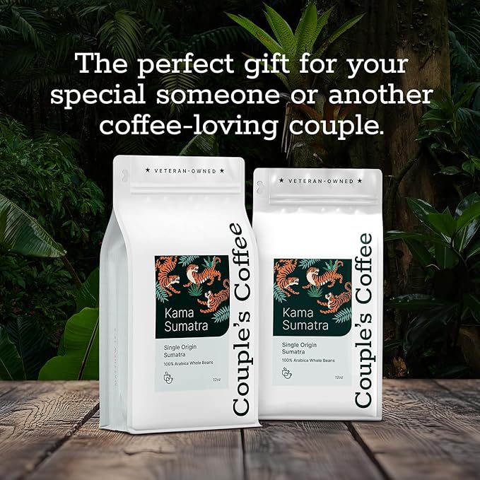 Couple?™s Coffee Whole Bean | Gives Back to Military Families | Single Origin Sumatra | Dark Roast | Made with 100% Arabica Beans | 12oz bag brews about 34 cups