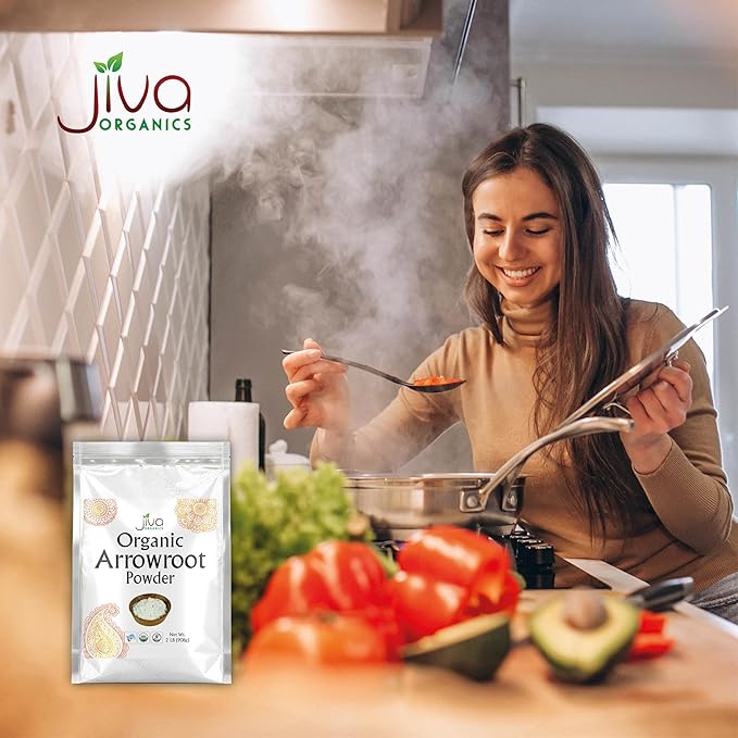 Jiva Organics Organic Arrowroot Flour (Powder) 2 Pound Bag - Raw, Non-GMO, Gluten Free