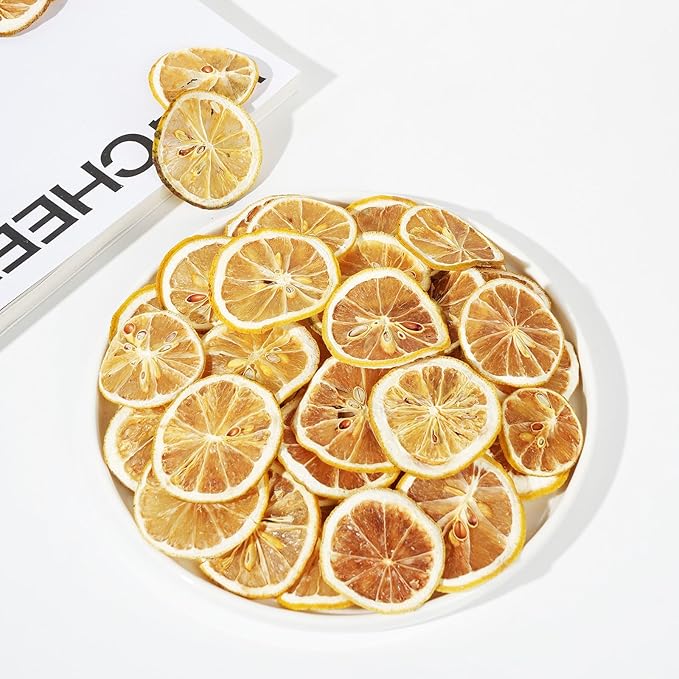 Dried Lemon Slices,Dehydrated Lemon Slices for Cocktails Garnish/Fruit Tea/Baking/Garland/Crafts, 100% Natural No Additives No Sugar Added (3OZ/85g)