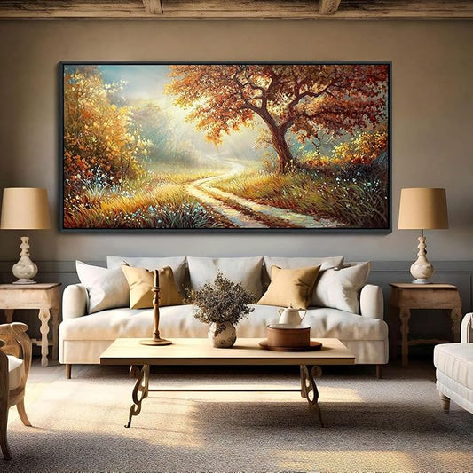 Forest Canvas Wall Art Large Wall Decor for Living Room Farmhouse Landscape Painting Wall Pictures Office Mural Farmhouse Home Decor 24x48 Inches Wood Framed