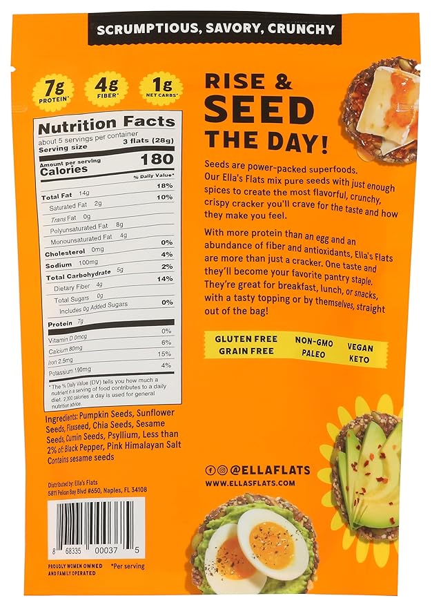 Cumin All Seed Savory Crisps – All Natural, Gluten Free, Good Source of Protein, High Fiber, Vegan and Keto Friendly (3 Pack)