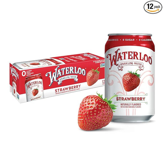 Waterloo Sparkling Water, Strawberry Naturally Flavored, 12 Fl Oz Cans (Pack of 12) – Zero Calories and Zero Sugar or Sweeteners