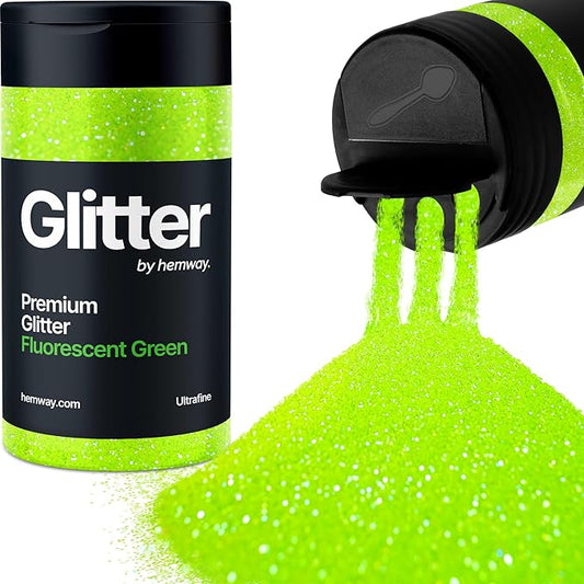Hemway Premium Glitter Shaker - Fluorescent Green | 130g Ultrafine Metallic Flake Sequins for Resin & Epoxy Crafts | Craft Supplies for Tumblers, Festival, Art