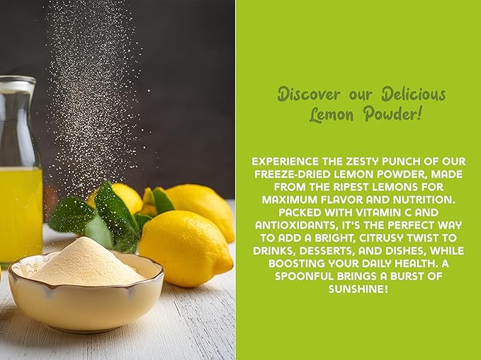 Ancient Roots Lemon Powder - Freeze-Dried, All-natural, No Sugar Added, Pure Citrus Fruit Powder, Natural Electrolyte, Good for Lemonades and Cocktails, Resealable Pouch - 10.5 ounces (75 servings)