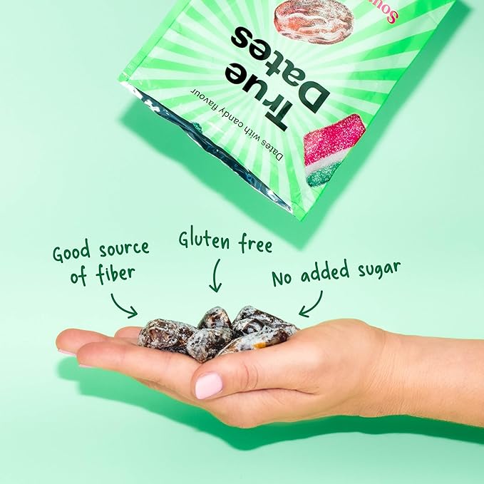 Candy Dates, Sour Flavor Variety, 3-3.5 Ounce Bags (Sour Apple, Sour Cola, Sour Watermelon) - Dates With Candy Flavor, Vegan, No Added Sugar, Gluten Free