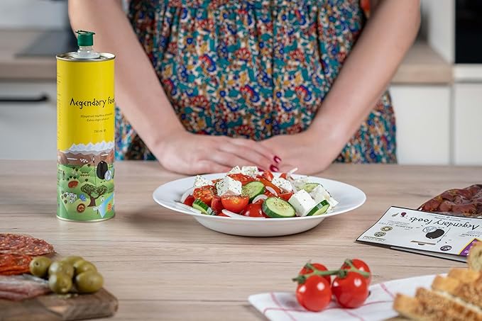 Extra Virgin Olive Oil Tin, Great Taste Cold Pressed, Fruity Flavor, Polyphenol Rich Olive Oil from the Land of Sparta 750ml Tin