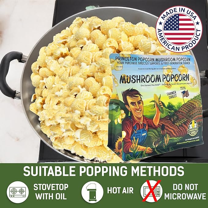 Princeton Popcorn Mushroom Popcorn Kernels - Farmer Direct, Gluten Free, Non GMO - Perfect for Stove Top Popcorn Maker & Air Popper Popcorn Maker - 2lb Bag of Premium Popping Corn 33oz