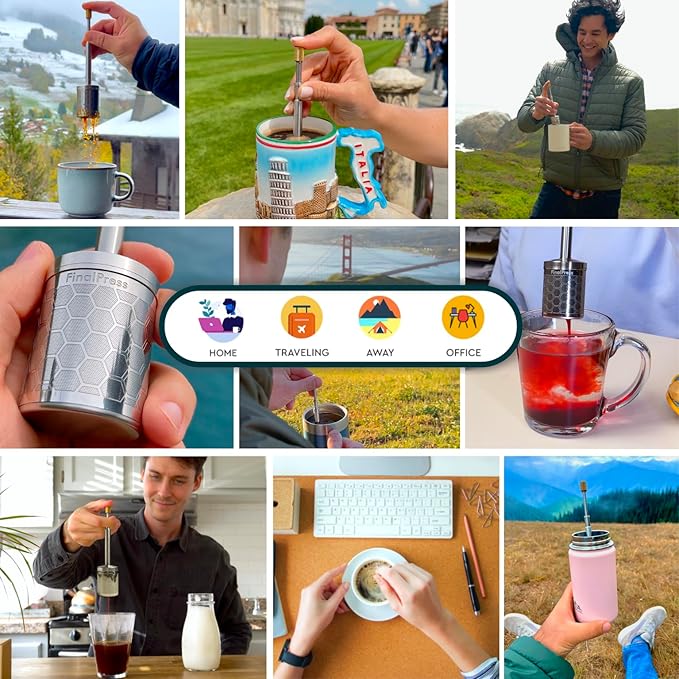 Original Coffee & Tea Maker ??Portable Stainless Steel Micro French Press ??Patented 3-in-1 Technology for Hot, Iced & Cold Brew ??Perfect for Home, Camping & Travel (UPGRADED V2)