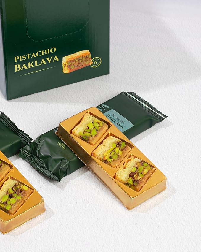 Snacklava Mixed Baklava Bites - 20 Pack - 5 Pistachio (3 Pieces per Pack) 10 Walnut (4 Pieces per Pack) 5 Cashew (3 Pieces per Pack) - No Artificial Ingredients, Colors or Preservatives