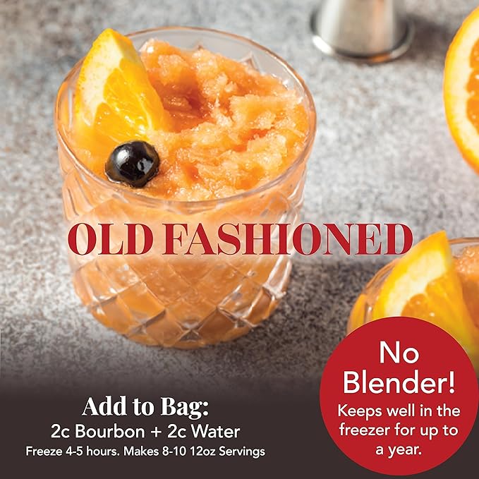 Frozen Cocktail Drink Mix - Makes 10 Old Fashioned Slushies - Drink Powder Pouches for Alcohol - All Natural Low Sugar Mixer, No Blender Needed