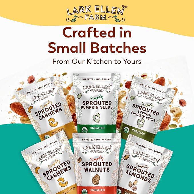 Lark Ellen Farm Organic Sprouted Walnuts ??Raw, Unsalted, Keto-Friendly, Healthy Vegan Snack, Gluten-Free, 10 Oz, 3 Pack