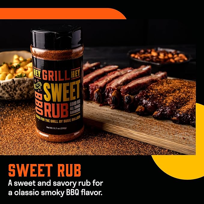 Hey Grill Hey | Sweet Rub | BBQ Rub | Sweet Seasoning for Grilling Pork, Chicken, Fish, Beef, Veggies, and More | NBBQA Award Winning Barbecue Seasoning | 11.7oz