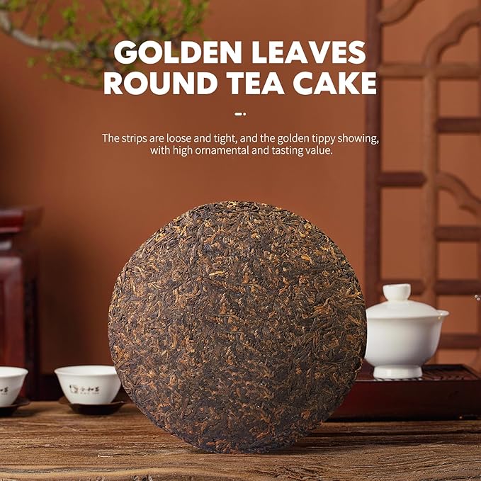 KHS Organic Ripe Pu Erh Tea Cake, 12.6 Oz USDA Certified Organic Puerh Tea Cake, No Dust Production Workshop, Aged Chinese Yunnan Ancient Tree Pu'erh, Woody, Deep Earthy Flavor