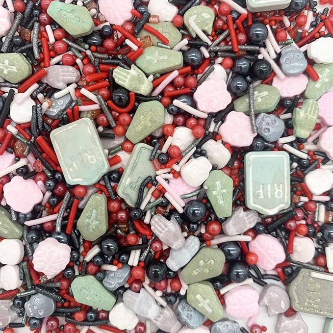Sprinkles I 3.5 oz I Red And Black Sprinkles I Skull Bloody Sprinkles I Cake Cupcake Toppers Cookie Dessert Sprinkles Decorations
