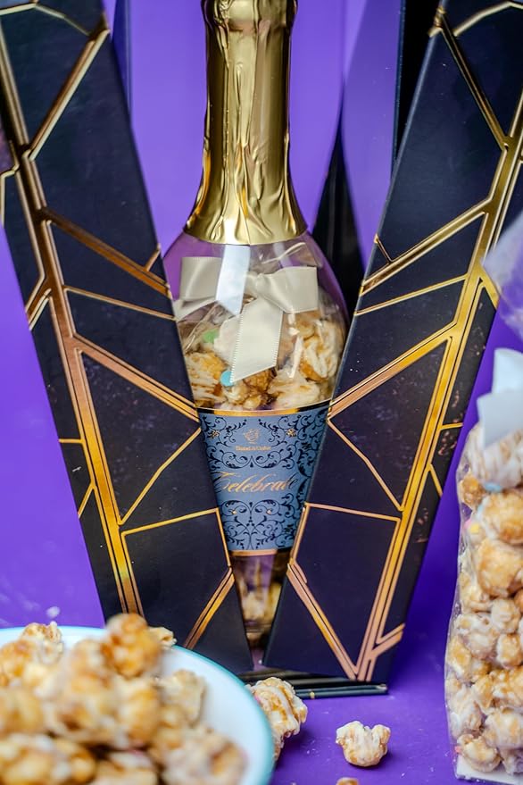 Luxe Bubble Box with Caramel White Chocolate Popcorn by Send A Cake, Ready to Gift, No Assembly Required - Happy Birthday Surprise - Unique Birthday Gift for Women, Men, Sister, Mom, Dad, Best Friend