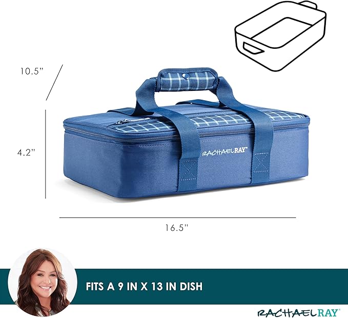 Rachael Ray Lasagna Lugger, Thermal Insulated Casserole Carrier for Hot or Cold Food, Lugger Tote for Potluck, Parties, Picnic, and Cookouts, Fits 9" x 13" Baking Dish