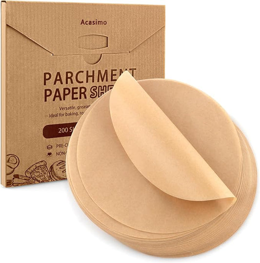 200Pcs Parchment Paper Rounds, 12 Inch Baking Parchment Circles, Precut Baking Sheets Round, Burger Patty Paper Liners for Tortilla Press, Cake Pan, Air Fryer, Springform Pan, Pizza Pan, Cake Cookie