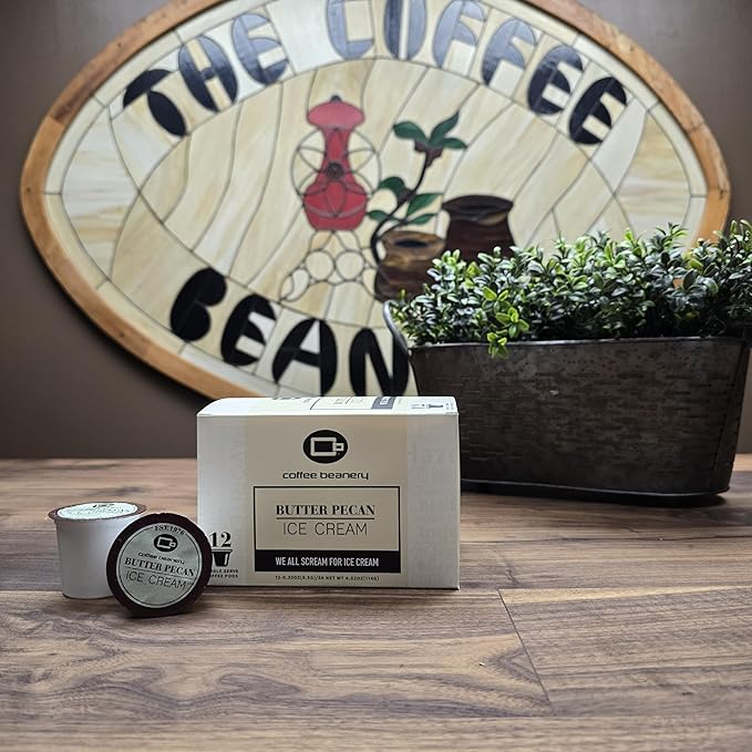 Coffee Beanery Butter Pecan Ice Cream Coffee Pods | 12ct Flavored Medium Roast | 100% Specialty Arabica | Gourmet