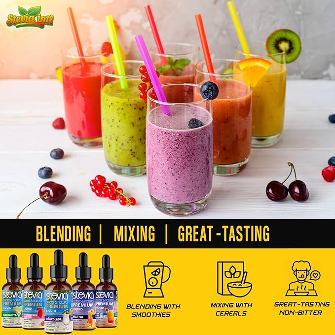 Stevia Intl (Pack of 5) Cocktails Lovers Bundle. Stevia Liquid Drops with 5 Flavors. All Naturally Sweet, Non-Bitter, No Sugar Added, 0 Carb, 0 Calorie, Non-GMO, Vegan, Diabetic & Keto Friendly (1oz)