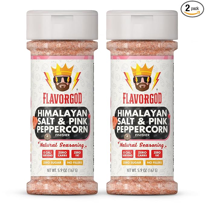 Himalayan Salt & Pink Peppercorn Finisher by Flavor God, Pack of 2 - Premium All Natural & Healthy Spice & Seasoning Blend for Beef & Chicken - Zero Carbs, Great Flavor Spices and Seasoning Gift