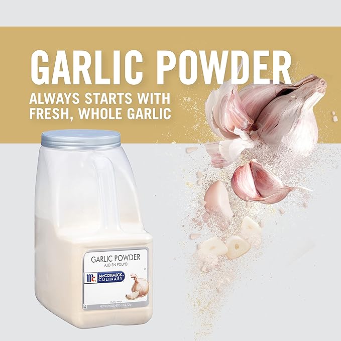 McCormick Culinary Garlic Powder, 6 lb - One 6 Pound Container of Bulk Garlic Powder Seasoning, Ideal for Pastas, Meats, Seafood, Vegetables and More