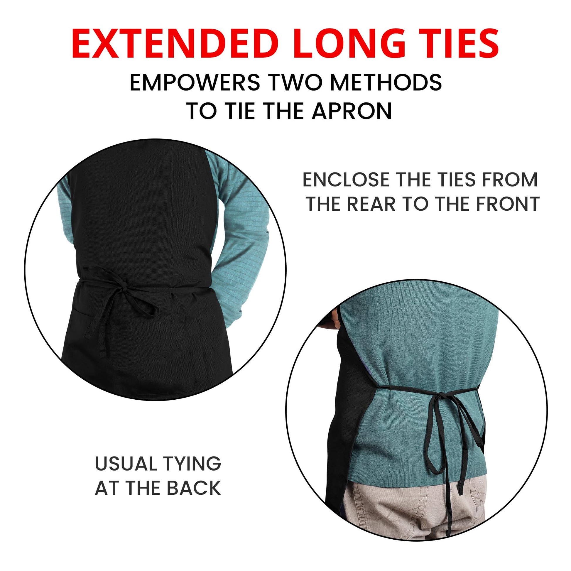 Utopia Kitchen Bib Aprons 10 Pack Adjustable With 2 Pockets Black