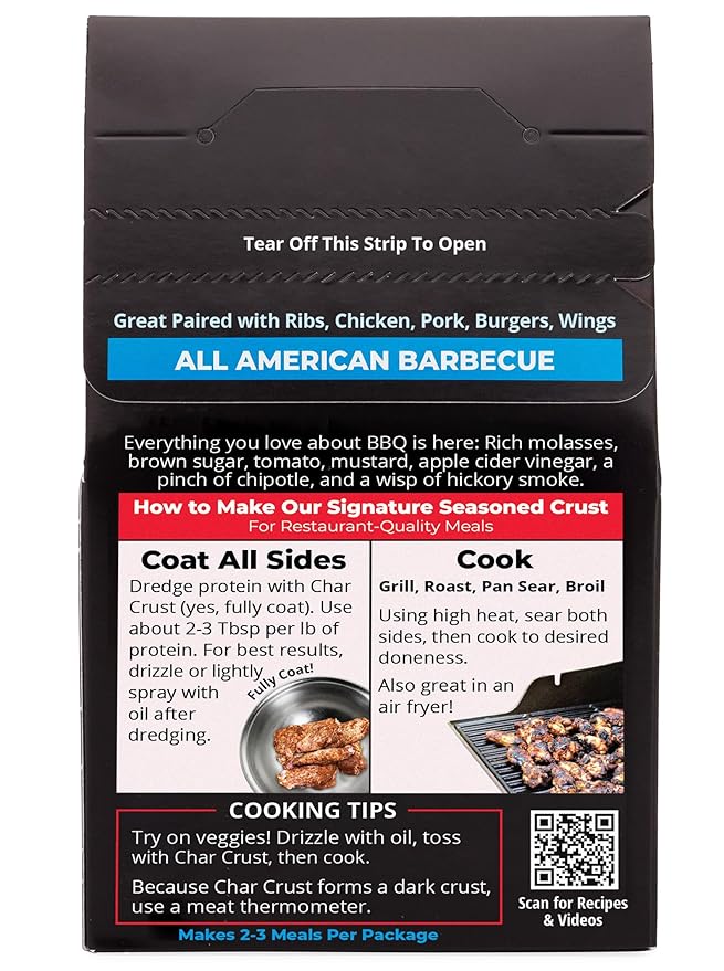 Char Crust Dry-Rub Seasoning All American Barbecue | BBQ Spice Blend for Ribs, Chicken, Pork, Burgers & Wings | All-in-One Seasoning Creates Signature Crust that Seals in Juices | 4 Ounce (Pack of 6)
