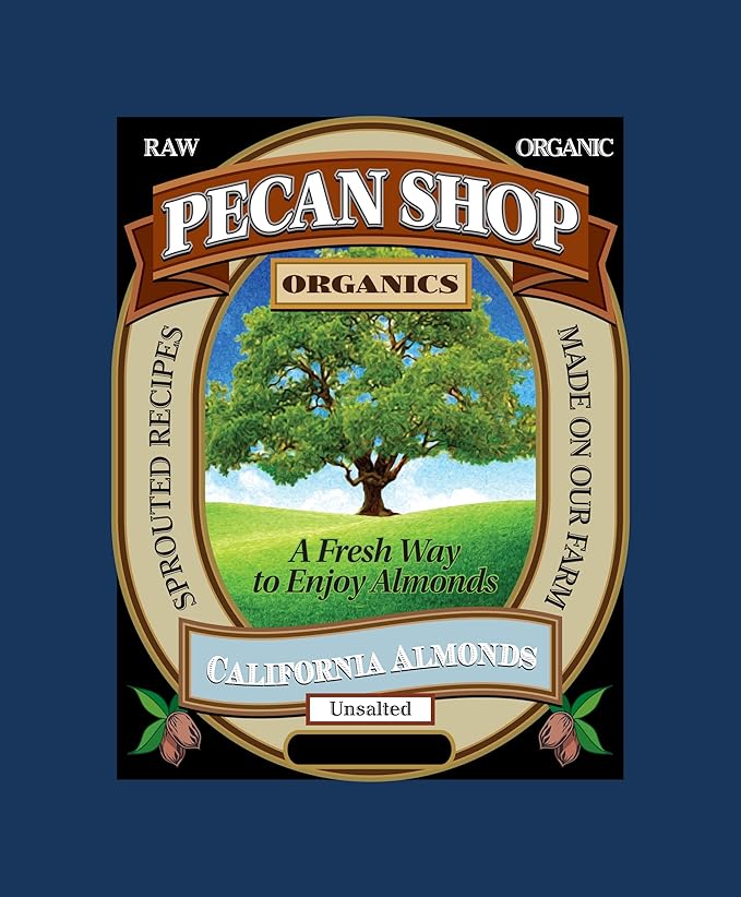 Pecan Shop Sprouted Raw Organic California Almonds 12 oz-Unsalted Family Recipe Crispy