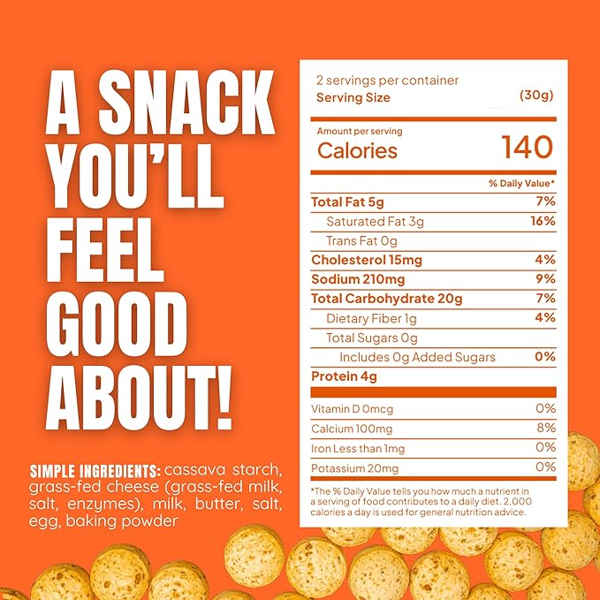 Keep Grazin Grain Free Crunchy Cheese Biscuits - Grilled Cheese Flavoured | 2.12 Ounce (Pack of 8) | Gluten & Sugar-Free, Non-GMO Protein Snacks - Baked with 100% Grass-Fed Cheese & Cassava Flour