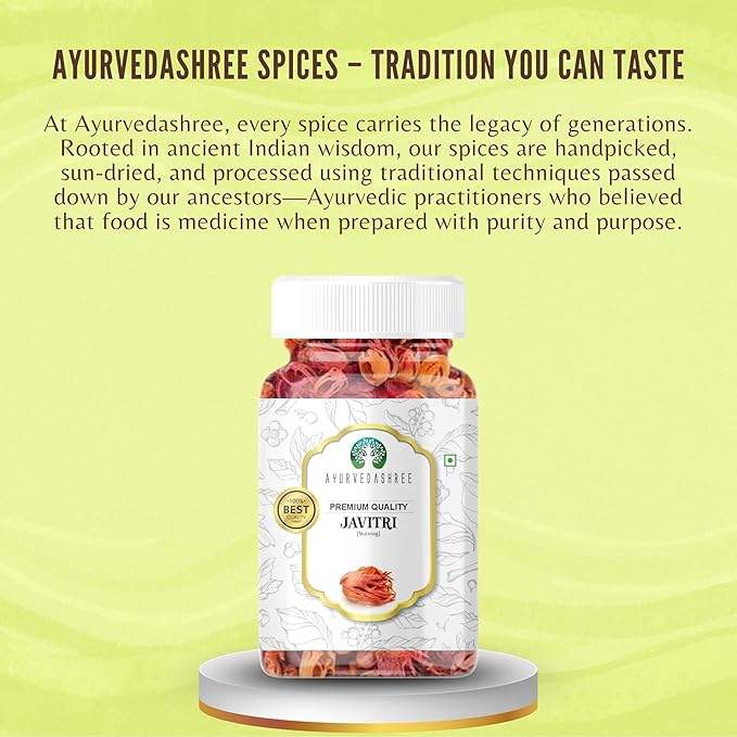 AYURVEDASHREE Mace Whole (Javathri), Spice 50g PET Jar ~ All Natural | Vegan | NON-GMO | Indian Origin | Javitri.