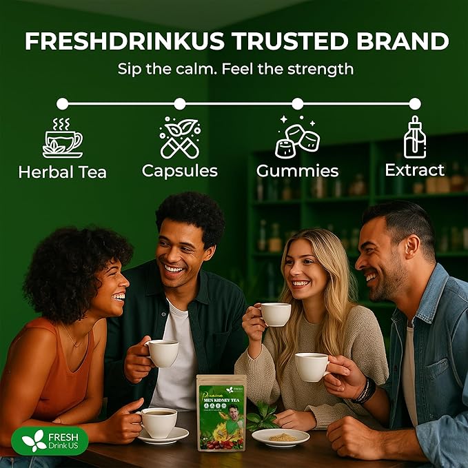 FreshDrinkUS, 12 Packs of Premium Herbal Kidney Support Tea ??Ginseng Six Treasure Blend, 9 Powerful Ingredients, 10g/Bag ??Men's Wellness Tea with Ginseng and Five Treasure Aid Root.