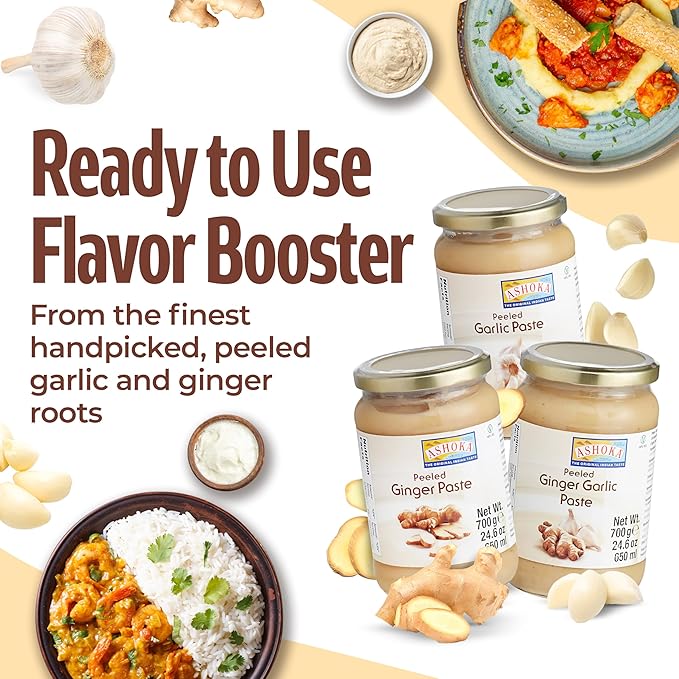 Ashoka Authentic Ginger Paste | Vegan | Gluten-Free | Kosher Certified | Non-GMO | Made from Premium Indian Spices | Great for Cooking Flavorful Food | 300 Grams (Pack of 3)