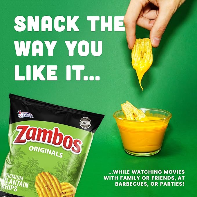 Zambos Plantain Chips Original, Ridged (Pack of 12)