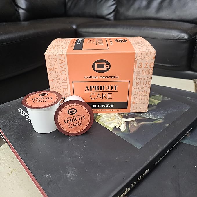 Apricot Cake Coffee Pods by Coffee Beanery | 12ct Flavored Coffee Pods Medium Roast Coffee Pods| 100% Specialty Arabica Coffee| Gourmet Coffee Pods